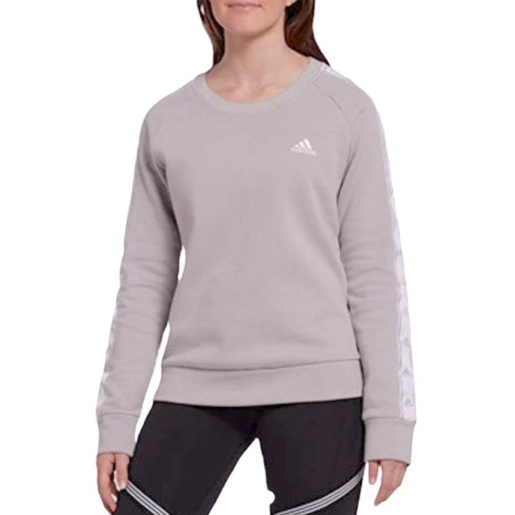 Adidas Women's Tiro Tape Crewneck Sweatshirt (Grey/White, Extra large - Picture 4 of 13